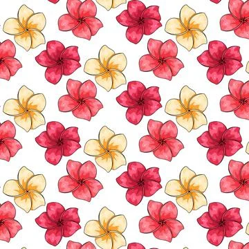 Tropical pattern with exotic flowers in cartoon style Stock Illustration