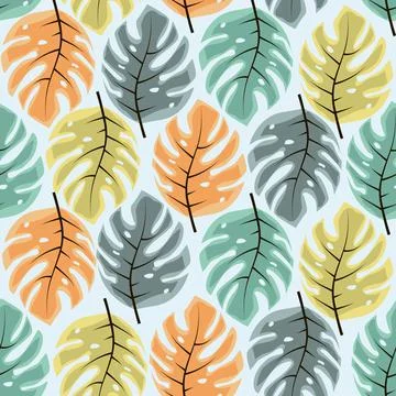 Tropical pattern with monstera leaves Stock Illustration