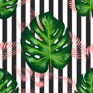 Tropical Pattern with Monstera Leaves. Summer Design Stockillustratie