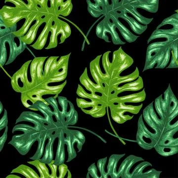 Tropical pattern with palm leaves 스톡 일러스트