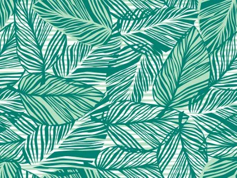 Tropical pattern, palm leaves seamless vector floral background. Stock Illustration