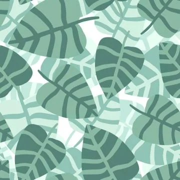 Tropical pattern, palm leaves seamless vector floral background. Stock Illustration