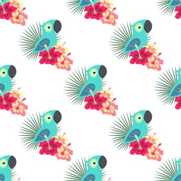 Tropical pattern with parrot 스톡 일러스트