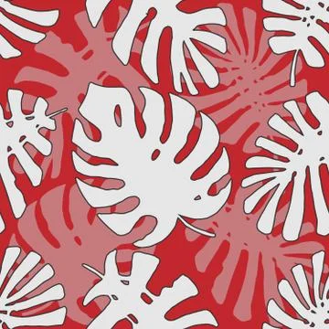 Tropical Pattern. Seamless Texture with Hand Drawn Leaves of Exotic Tree Stock Illustration