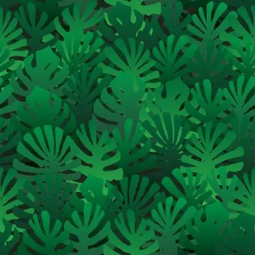 Tropical Pattern. Seamless Texture with Hand Drawn Leaves of Exotic Tree イラスト素材