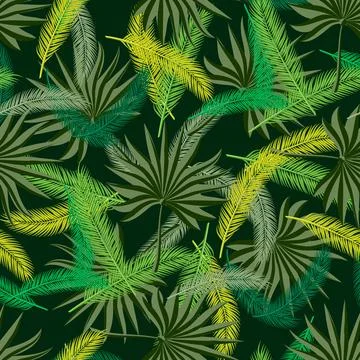 Tropical pattern with two kinds of palm branches Stock Illustration