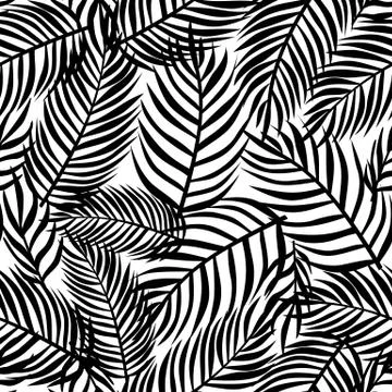 Tropical pattern, vector floral background. palm leaves seamless pattern Stock Illustration
