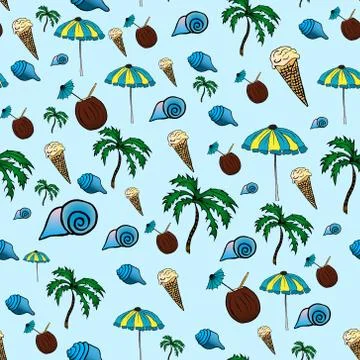 Tropical pattern. vector illustration. Drawing by hand. Stock Illustration