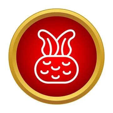 Tropical pineapple fruit icon on red button vector Stock Illustration