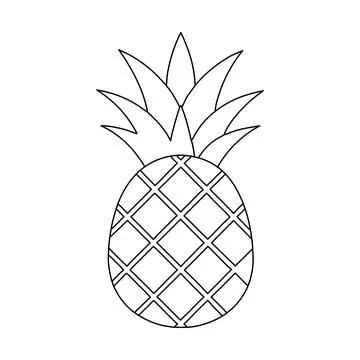 Tropical Pineapple Outline Vector Illustration Fresh Fruit Line Art Colorin.. 스톡 일러스트
