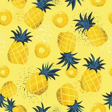 Tropical Pineapple Pattern Against a Yellow Background for Aesthetic Appeal 스톡 일러스트