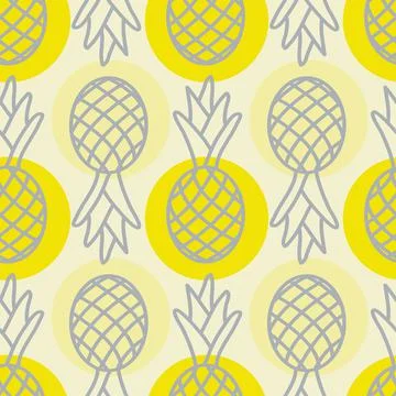 Tropical pineapple seamless pattern, cute summer background pineapple yellow  Stock Illustration
