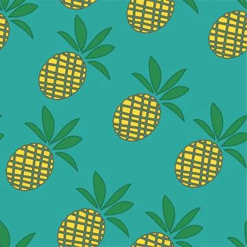 Tropical Pineapples Background - Seamless Pattern - in vector Illustrazione stock