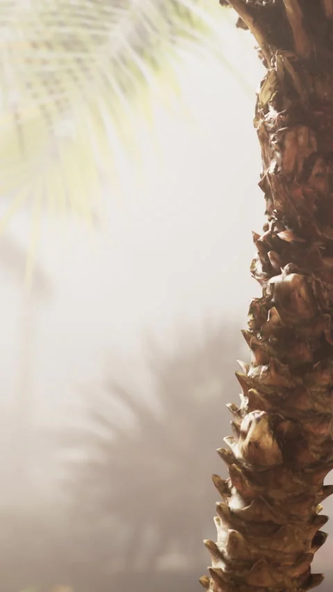 Tropical plant trunk with visible texture in sunny outdoor setting Stock Footage 340870265