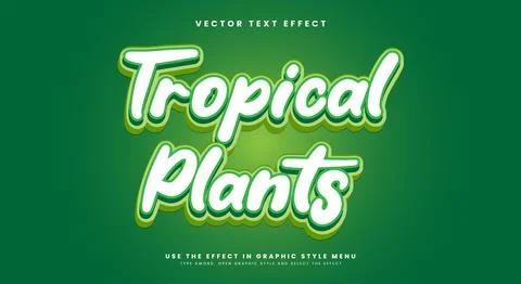 Tropical Plants 3d editable text effect Template Illustrazione stock