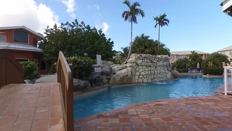 Tropical Pool Area at Island Seas Resort, Freeport Bahamas Stock Footage 101658626