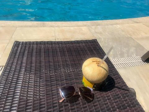 Tropical Poolside Cocktail Stock Photos