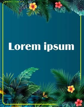 Tropical poster with frame Stock Illustration