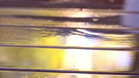 Tropical rain. Drops of a rain fall on a wooden floor. Slow-motion shot. Stock Footage 97066816