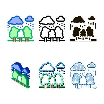 Tropical rain icon vector styleset outline symbol Stock Illustration