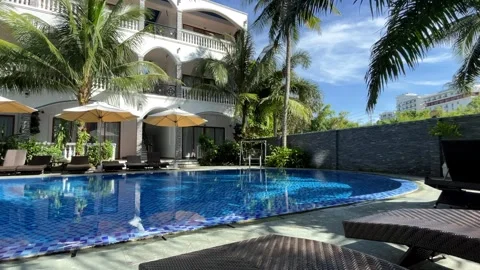 Tropical Resort Oasis, Poolside Paradise Stock Footage 260162780