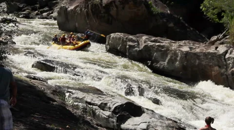 Tropical river group kayaking Stock Footage 57651126