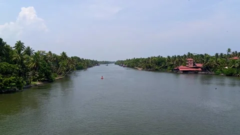 Tropical River Scene from Bridge Stock Footage 313149252
