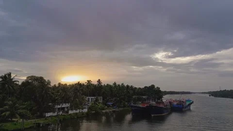 Tropical River Sunrise View Stock Footage 313149002