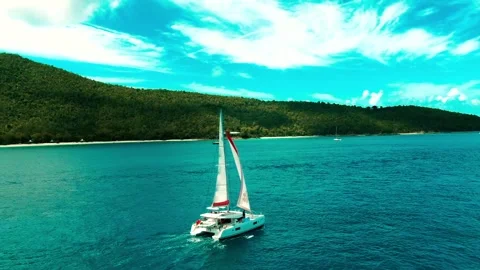 Tropical Sail Boat Stock Footage