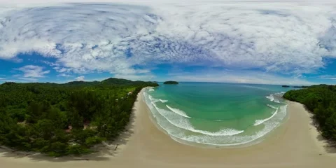 Tropical sandy beach and blue sea. VR 360. Stock Footage 234963551
