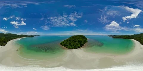 Tropical sandy beach and blue sea. VR 360. Stock Footage 268298890