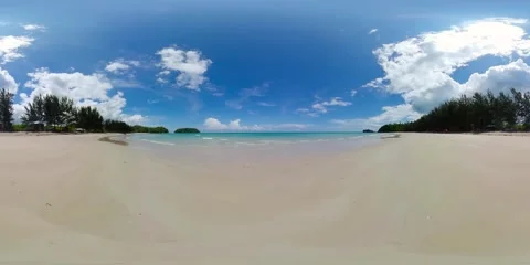 Tropical sandy beach and blue sea. VR 360. Stock Footage 273854979