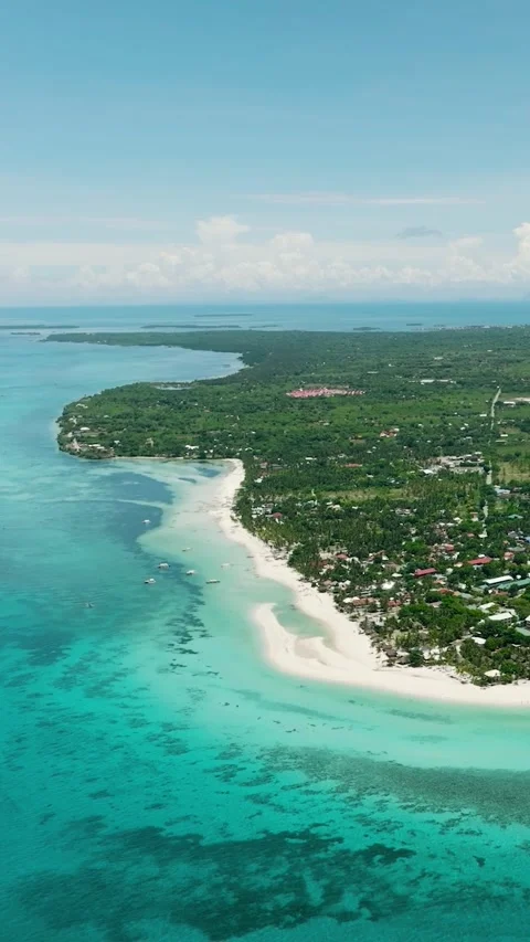 Tropical sandy beach and blue sea. Philippines Stock Footage 301971429