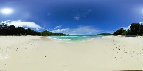 Tropical sandy beach and blue sea. Seychelles, Mahe. Stock Footage 310533510