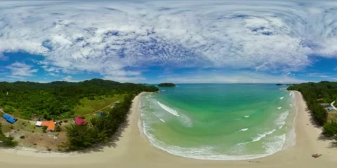 Tropical sandy beach and blue sea. VR 360. Stock Footage 311744488