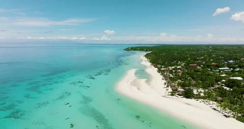 Tropical sandy beach and blue sea. Philippines Stock Footage 345379390