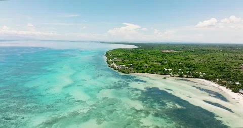 Tropical sandy beach and blue sea. Philippines Stock Footage 345379407