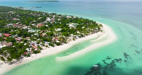 Tropical sandy beach and blue sea. Philippines Stock Footage 345379608