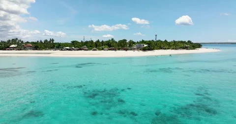 Tropical sandy beach and blue sea. Philippines Stock Footage 345380708
