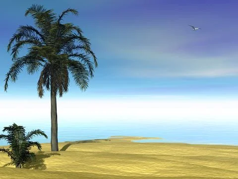 Tropical scenery - 3D render Stock Illustration