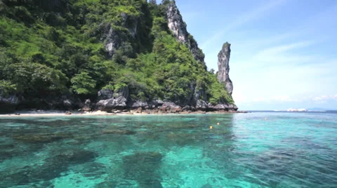 Tropical sea and beach phi phi island Thailand Stock Footage 36754051