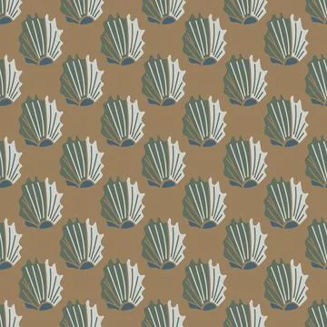 Tropical sea shell vector pattern with a fresh summer vibe. Stock Illustration
