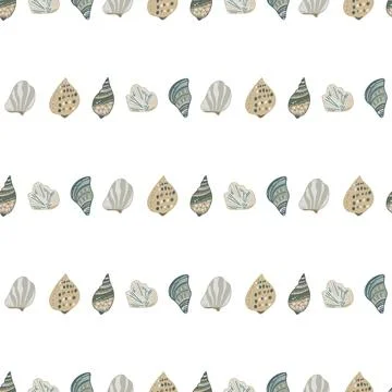 Tropical sea shell vector pattern with a fresh summer vibe. Stock Illustration