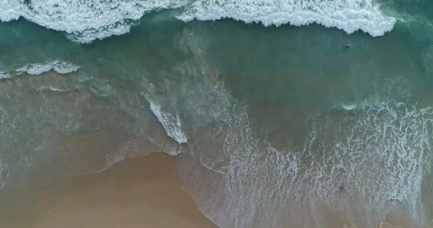 Tropical sea with wave crashing on beach aerial view drone shot Top view Stock Footage