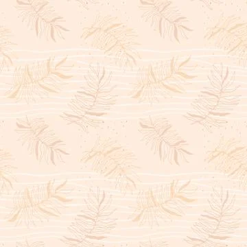 Tropical seamless beige pattern with palm leaves. Stock Illustration