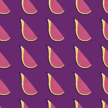 Tropical seamless fruit pattern with pink fig ornament. Purple bright backgro Illustrazione stock