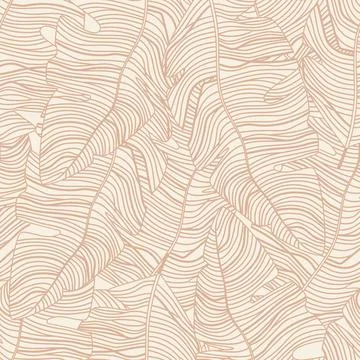 Tropical seamless linear pattern with palm leaves. Stock Illustration