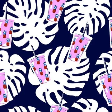 Tropical seamless party pattern. Stock Illustration