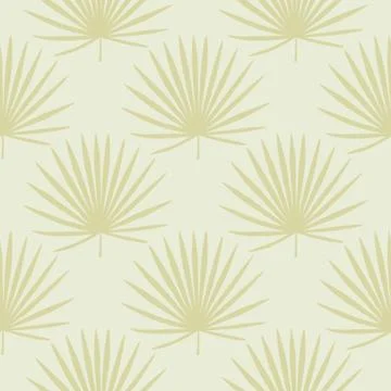 Tropical seamless pastel pattern with yellow fan palm leafs. Light background 스톡 일러스트