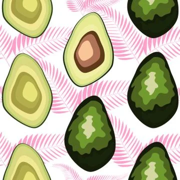 Tropical seamless pattern with avocado and leaves. Pattern for kitchen, cover Stockillustratie